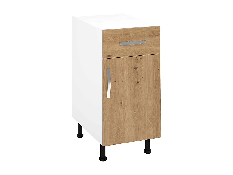 Meuble armoire de cuisine avec  1 porte  + 1 tiroir coloris Chêne Albar  - Hauteur 85 x Longueur 40 x profondeur 58 cm