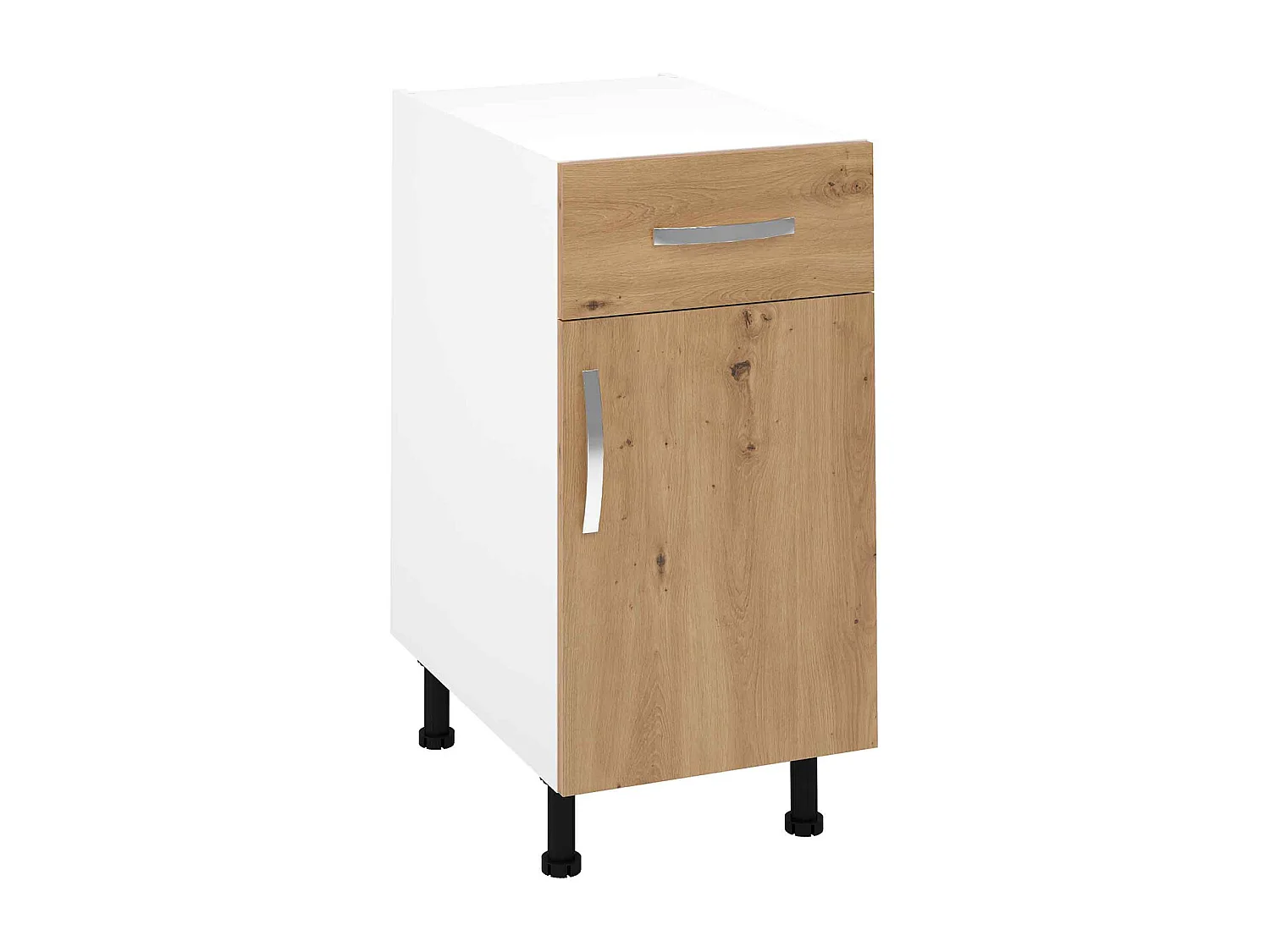 Meuble armoire de cuisine avec  1 porte  + 1 tiroir coloris Chêne Albar  - Hauteur 85 x Longueur 40 x profondeur 58 cm