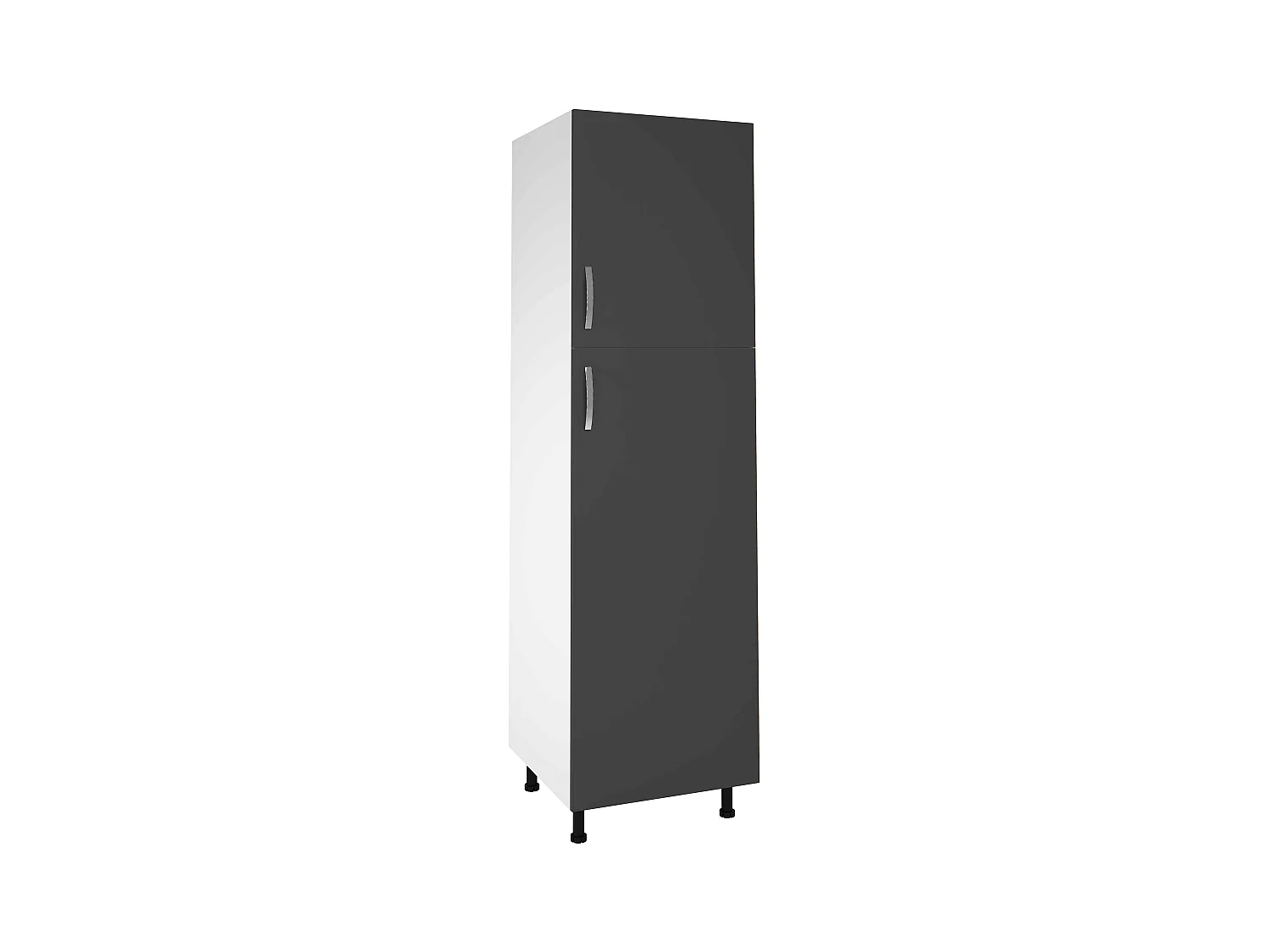 Meuble colonne de cuisine avec 2 portes coloris gris - Hauteur 200 x Longueur 60 x profondeur 58 cm