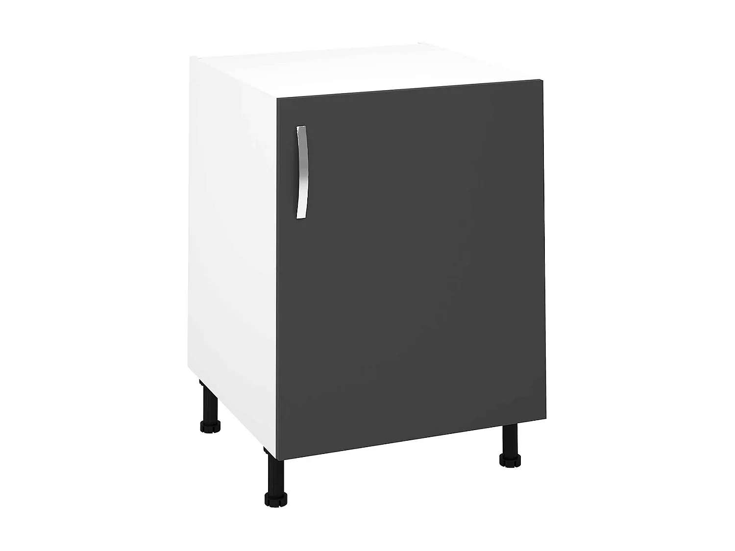 Meuble bas de cuisine avec 1 porte coloris gris - Hauteur 85 x Longueur 60 x profondeur 58 cm