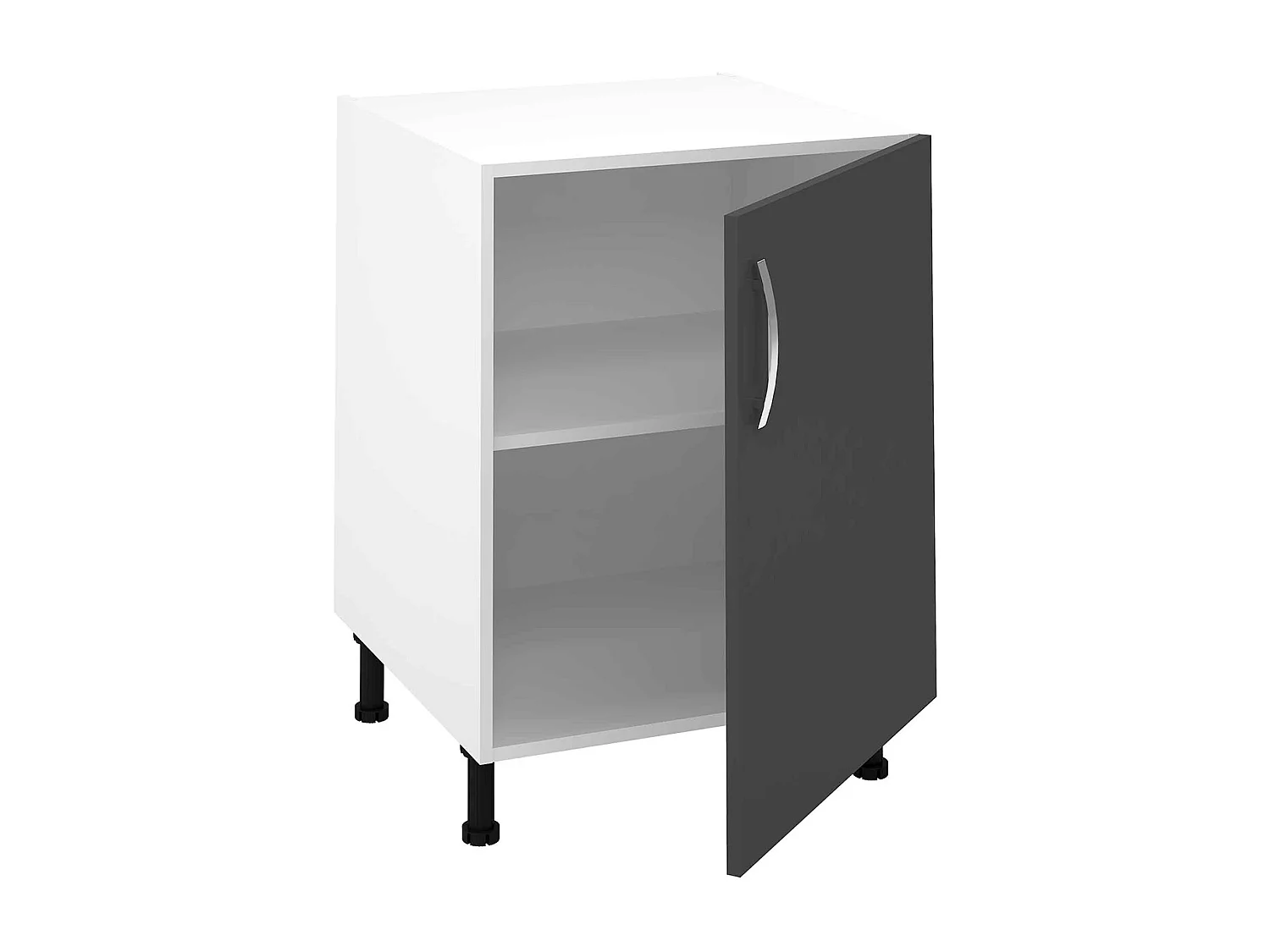 Meuble bas de cuisine avec 1 porte coloris gris - Hauteur 85 x Longueur 60 x profondeur 58 cm