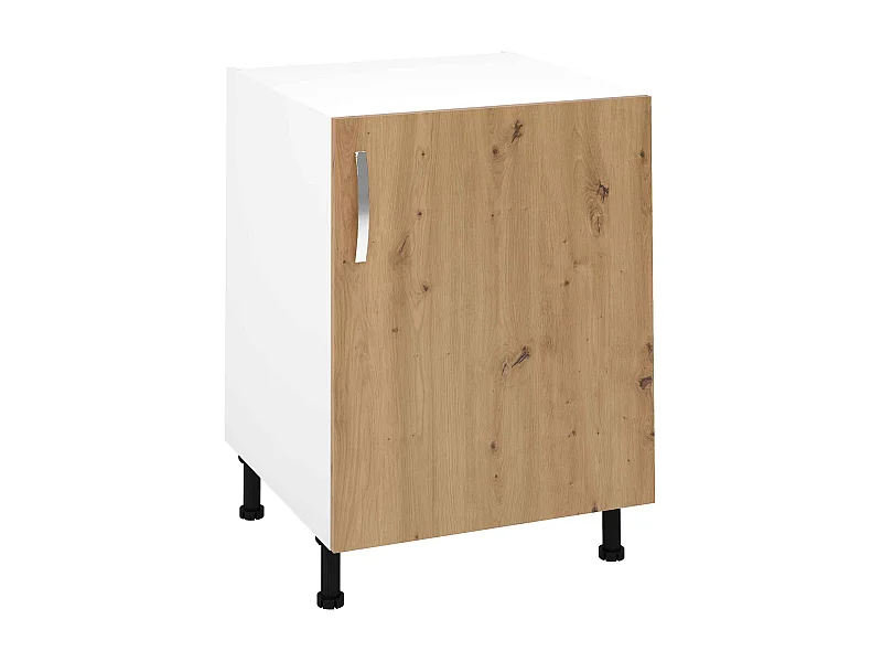 Meuble bas de cuisine avec 1 porte coloris Chêne Albar - Hauteur 85 x Longueur 60 x profondeur 58 cm