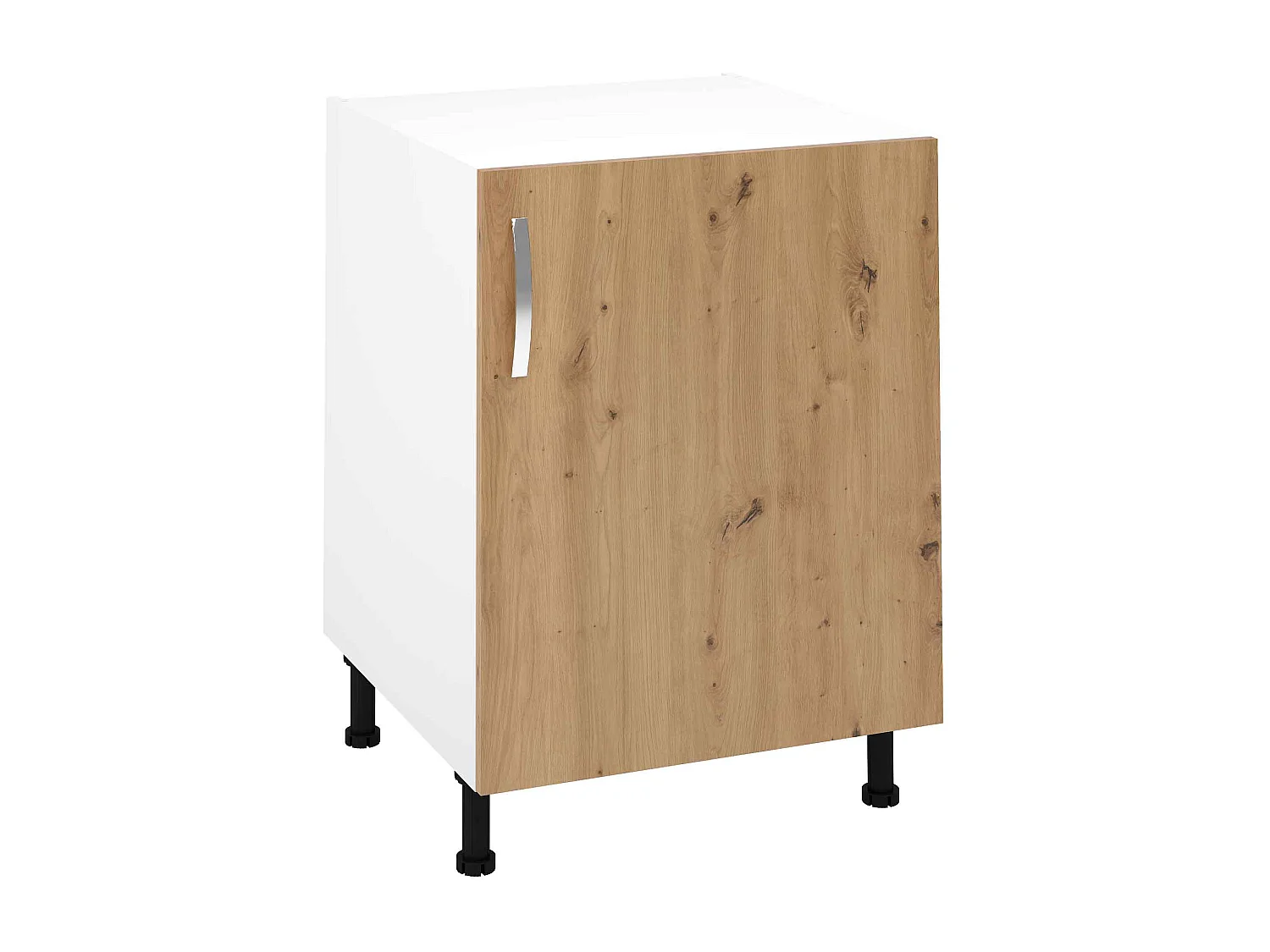 Meuble bas de cuisine avec 1 porte coloris Chêne Albar - Hauteur 85 x Longueur 60 x profondeur 58 cm