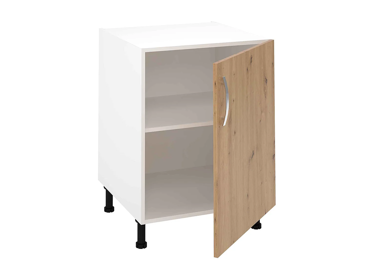 Meuble bas de cuisine avec 1 porte coloris Chêne Albar - Hauteur 85 x Longueur 60 x profondeur 58 cm