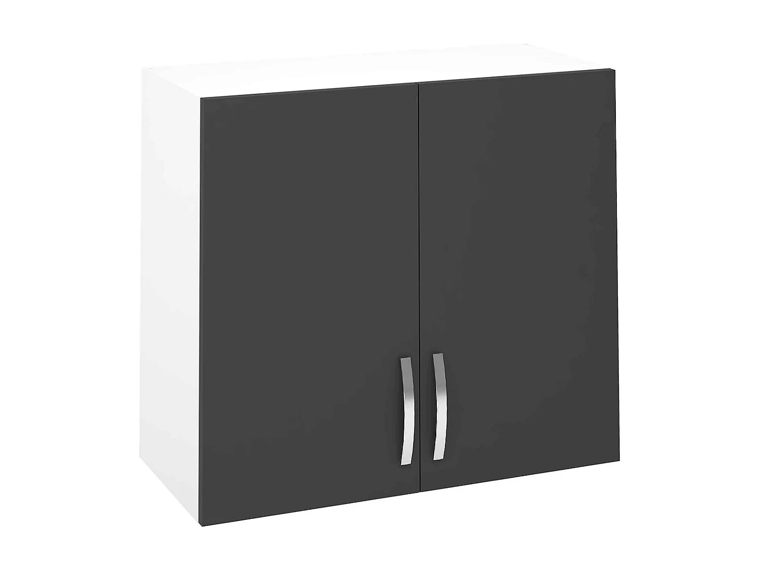 Meuble haut de cuisine avec 2 portes coloris gris - Hauteur 70 x Longueur 80 x profondeur 35 cm