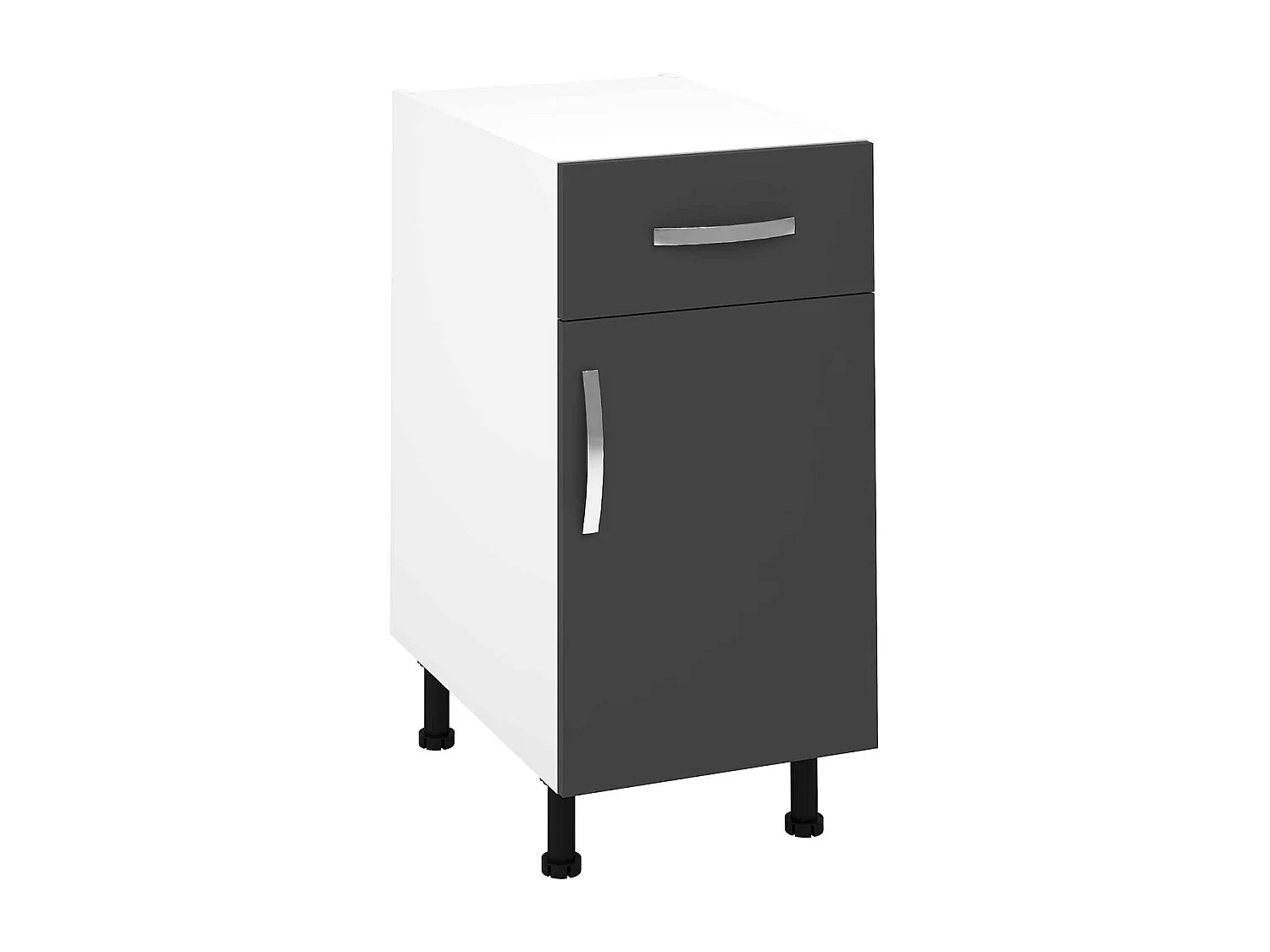 Meuble armoire de cuisine avec 1 porte + 1 tiroir coloris gris  - Hauteur 85 x Longueur 40 x profondeur 58 cm