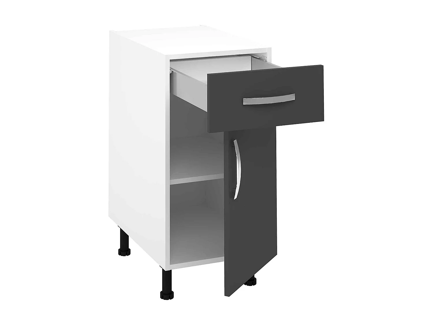 Meuble armoire de cuisine avec 1 porte + 1 tiroir coloris gris  - Hauteur 85 x Longueur 40 x profondeur 58 cm