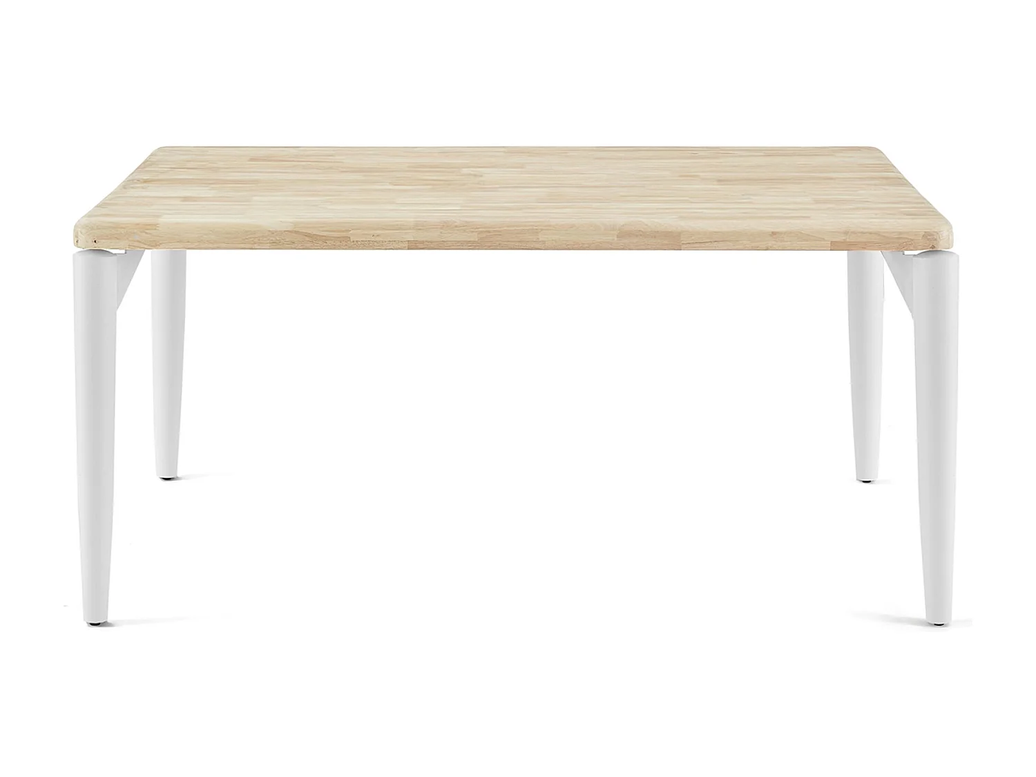 Table à manger, table de repas rectangulaire en bois coloris chêne nordique, pieds en métal blanc - Longueur 160 x profondeur 100 x hauteur 76 cm