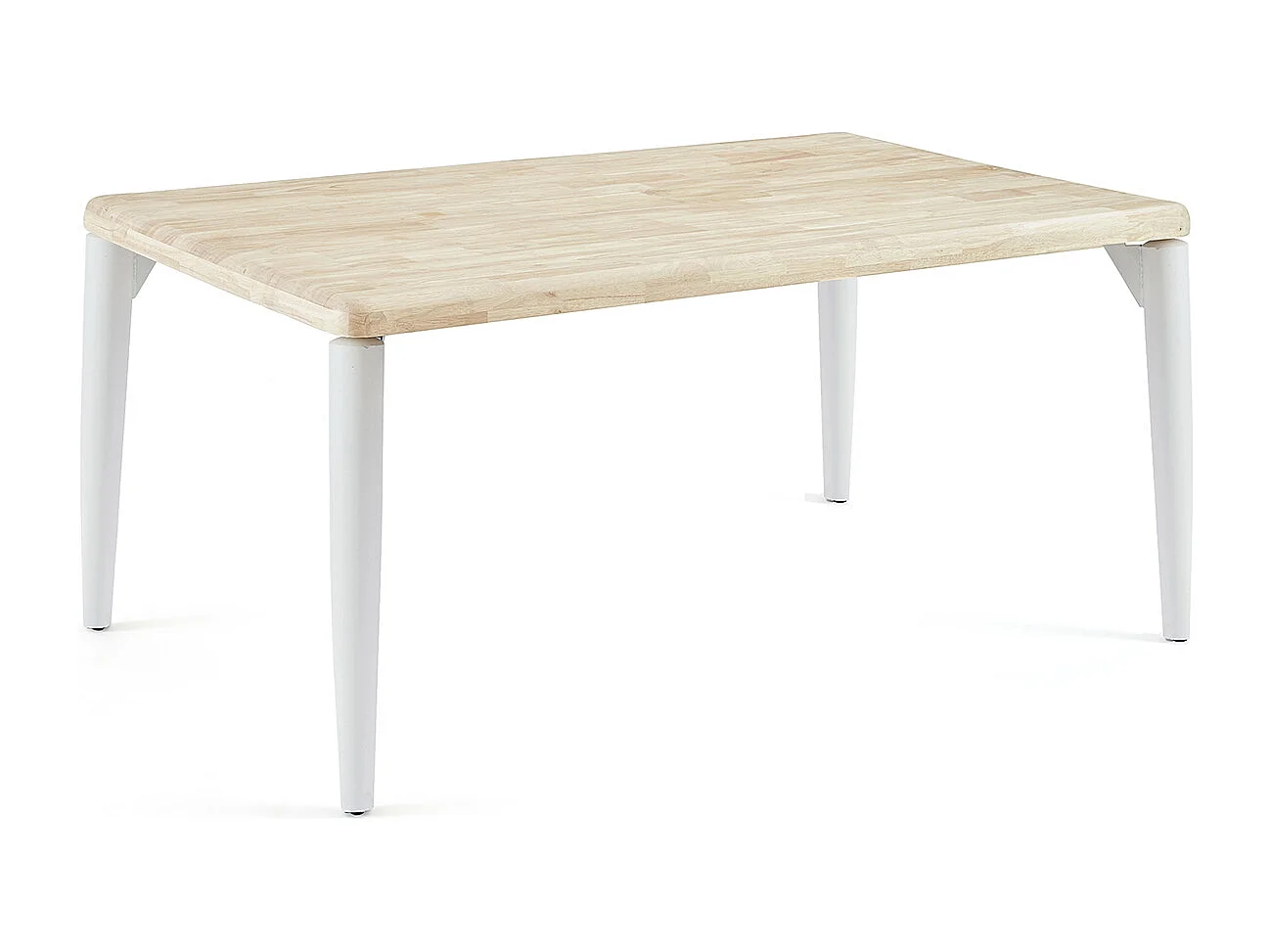 Table à manger, table de repas rectangulaire en bois coloris chêne nordique, pieds en métal blanc - Longueur 160 x profondeur 100 x hauteur 76 cm