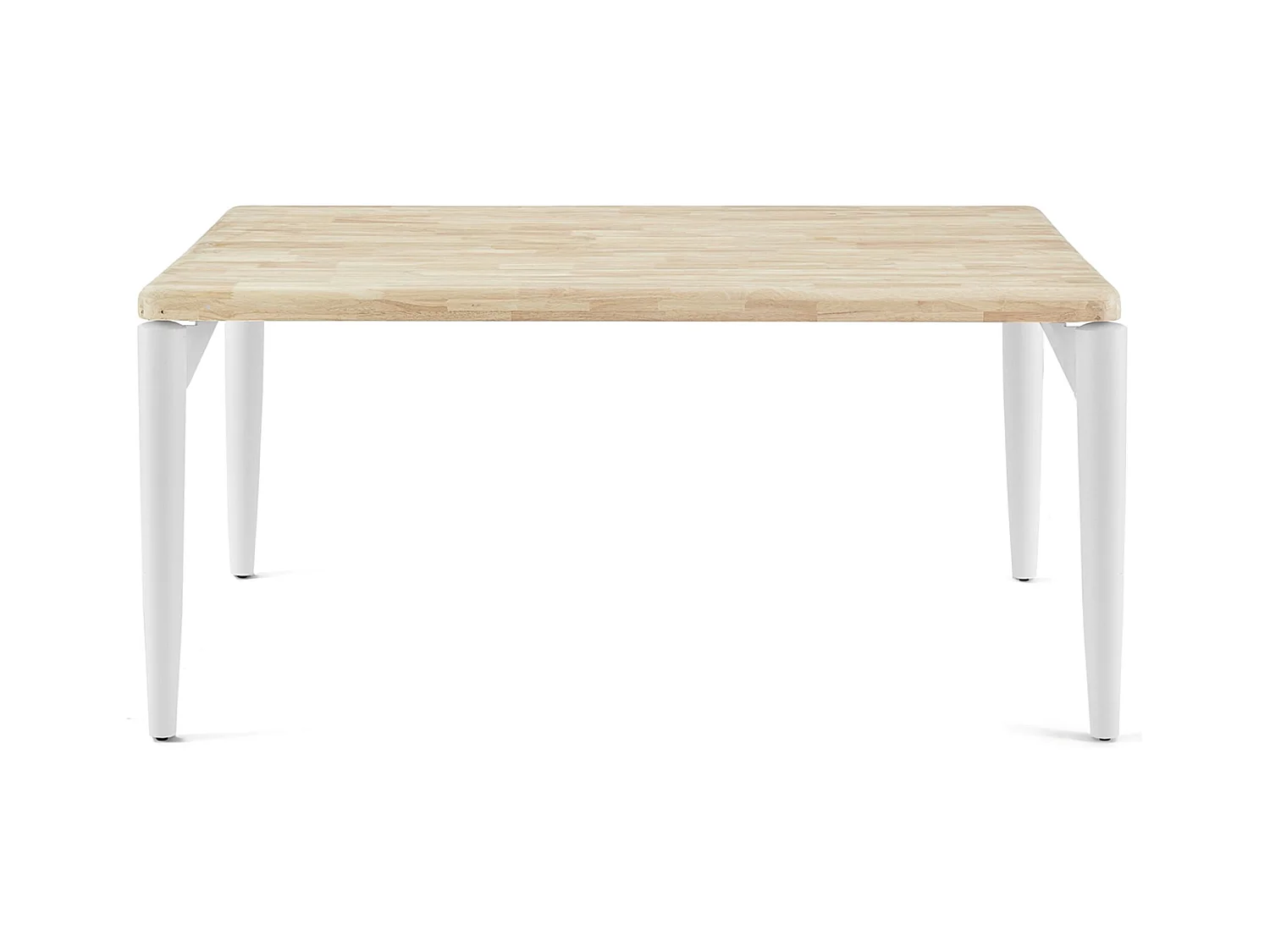 Table à manger, table de repas rectangulaire en bois coloris chêne nordique, pieds en métal blanc - Longueur 160 x profondeur 100 x hauteur 76 cm