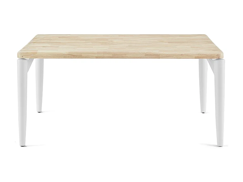 Table à manger, table de repas rectangulaire en bois coloris chêne nordique, pieds en métal blanc - Longueur 160 x profondeur 100 x hauteur 76 cm