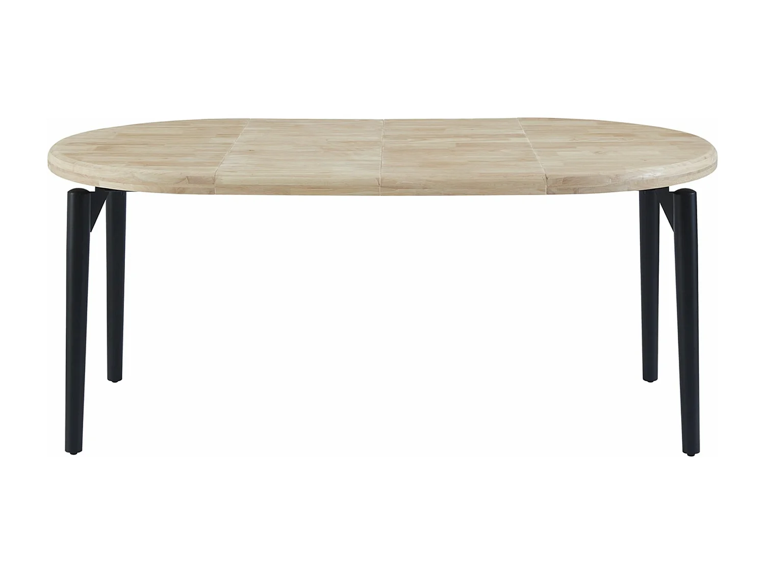 Table à manger, table de repas ronde extensible en bois coloris chêne nordique, pieds en métal noir - diamètre 100-180 x hauteur 76 cm