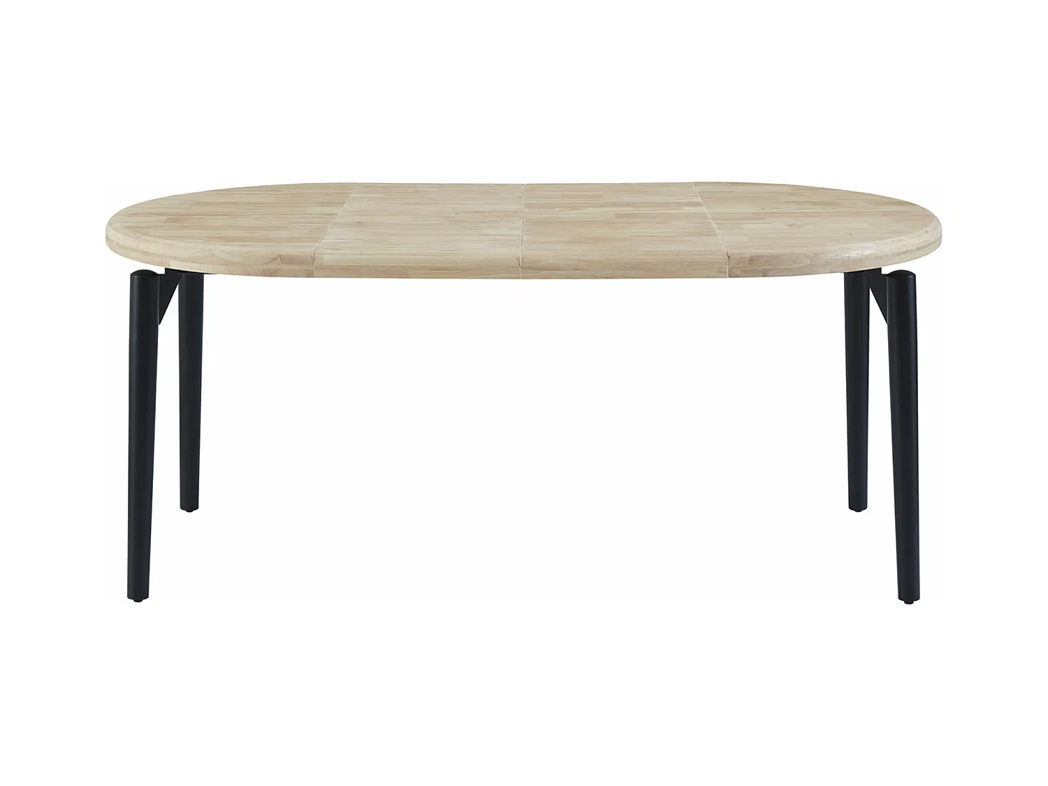 Table à manger, table de repas ronde extensible en bois coloris chêne nordique, pieds en métal noir - diamètre 100-180 x hauteur 76 cm