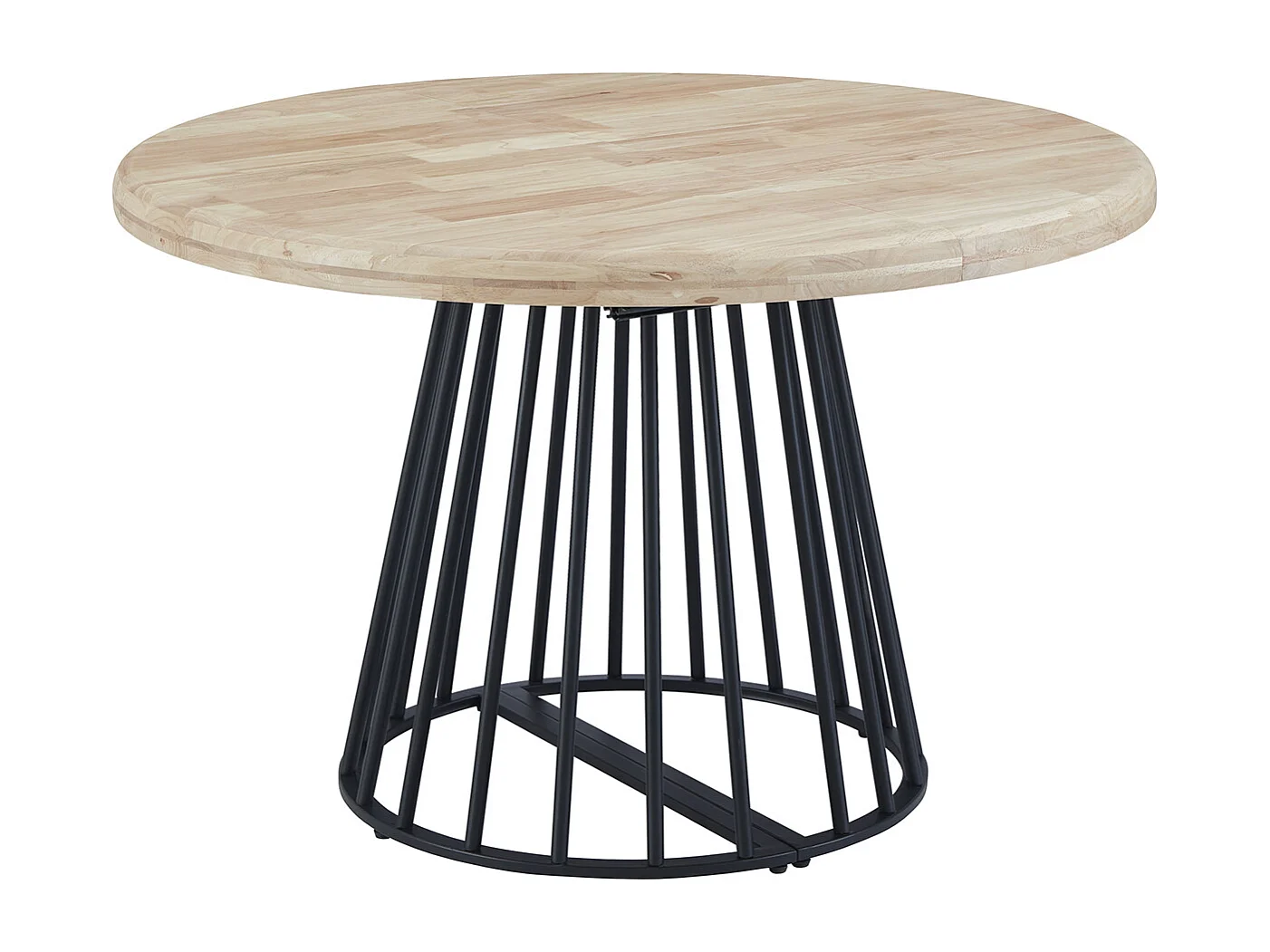 Table à manger ronde extensible en bois de chêne nordique et métal coloris noir - Longueur 120-200 x hauteur 76 cm