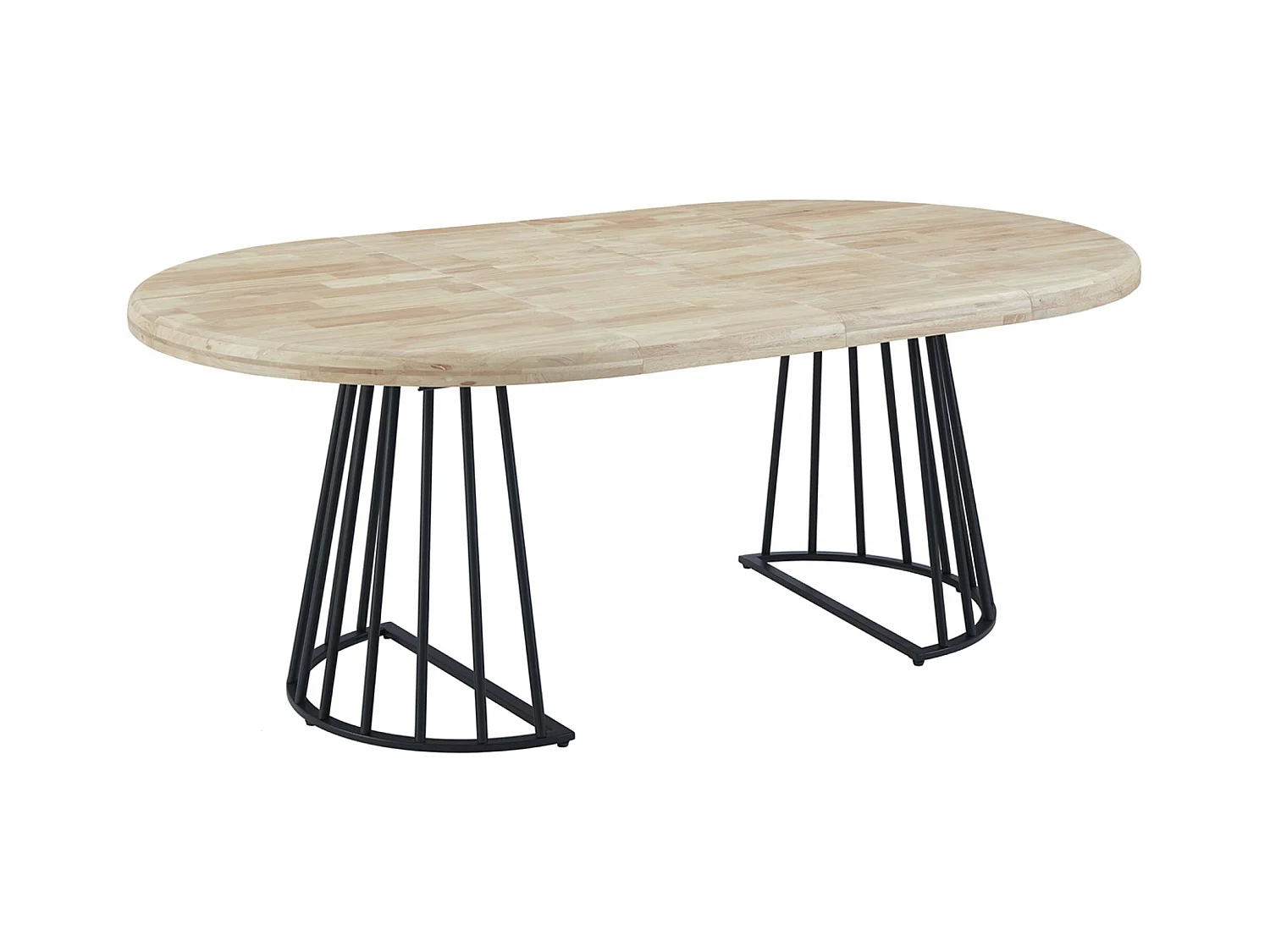 Table à manger ronde extensible en bois de chêne nordique et métal coloris noir - Longueur 120-200 x hauteur 76 cm