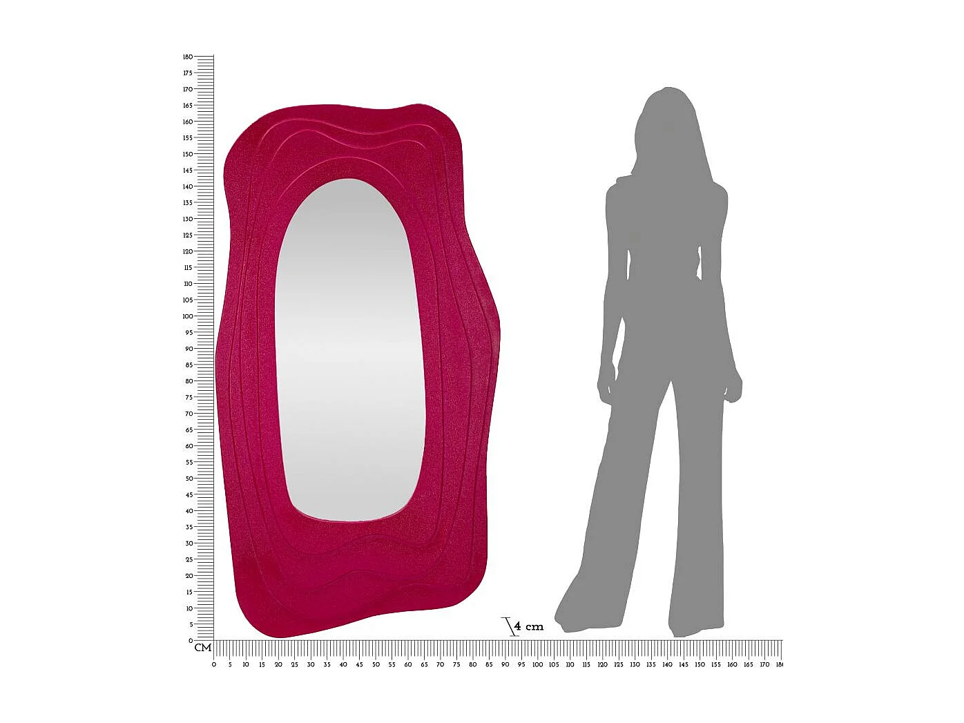 Specchio da parete fucsia cm 90x4x165