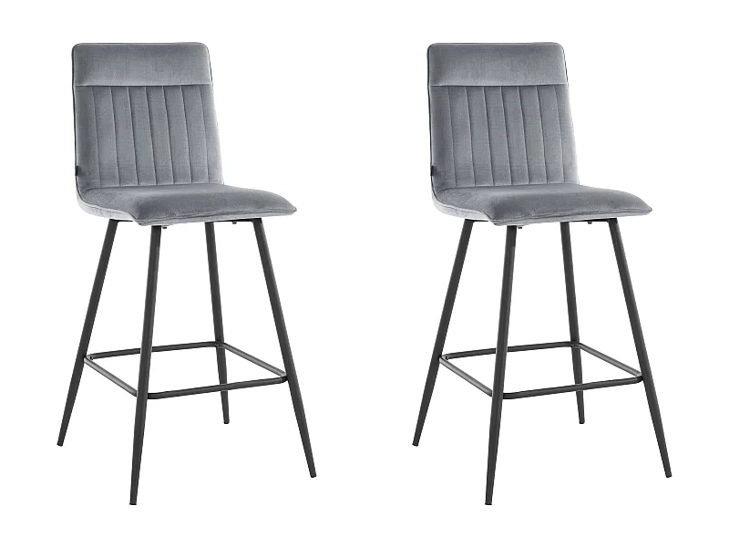 Zeta | Tabouret de bar lot de 2 en velours gris