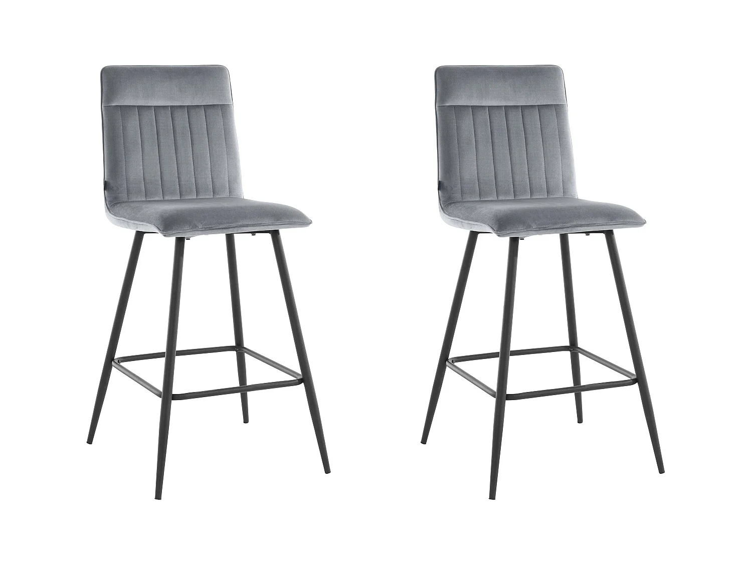 Zeta | Tabouret de bar lot de 2 en velours gris