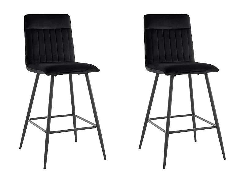 Zeta | Sgabello da bar set di 2 in velluto nero