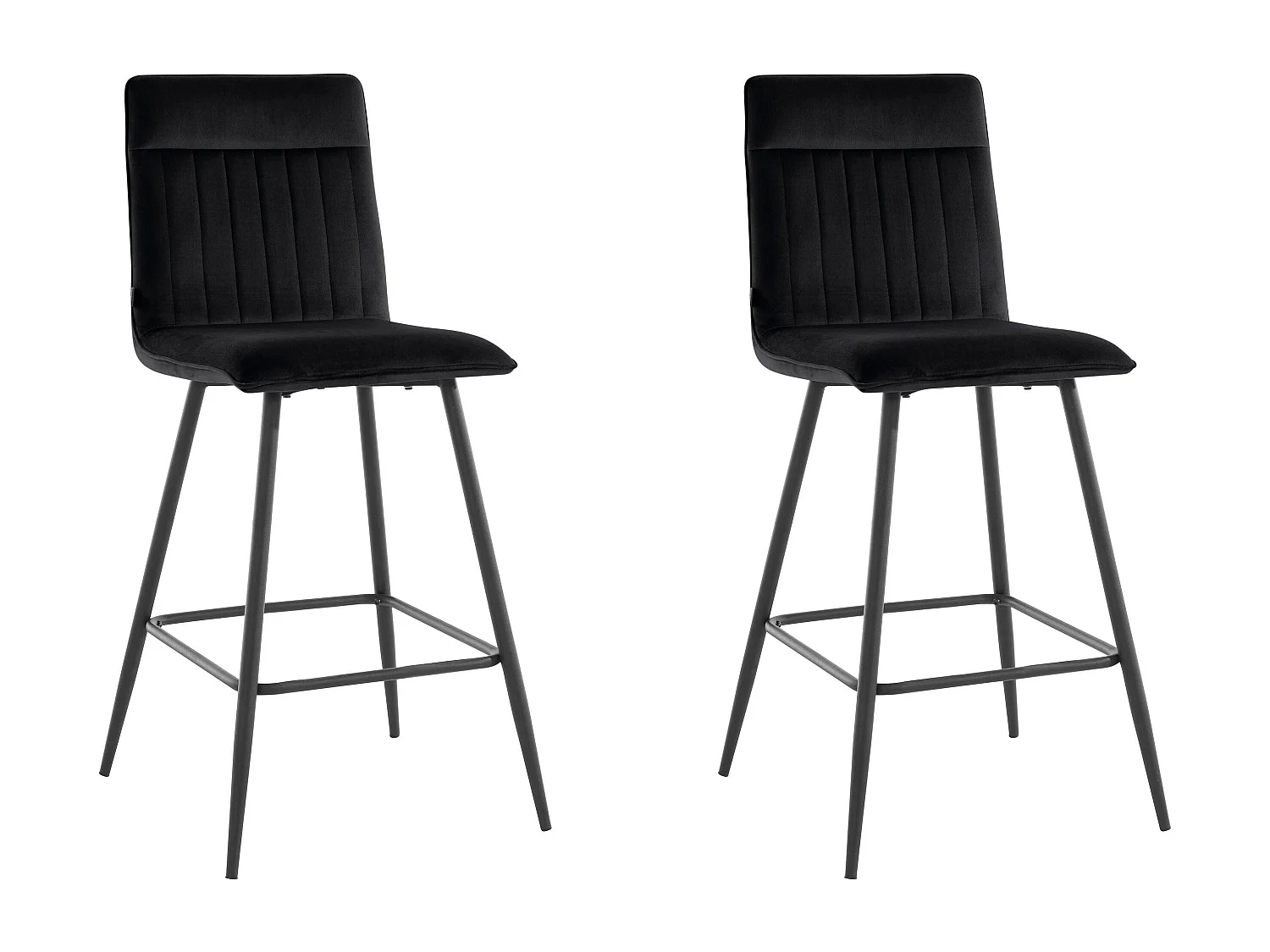 Zeta | Sgabello da bar set di 2 in velluto nero
