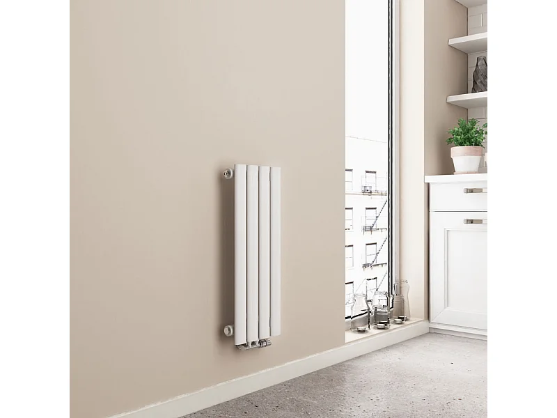 EMKE Radiateur eau chaude en acier Tube Rond Radiateur Mural Blanc 60x24cm 177W Seule Couche