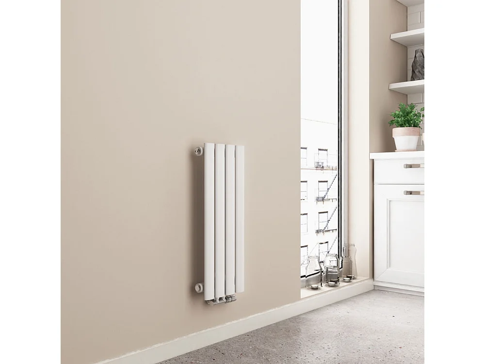 EMKE Design Radiator - Ovale Buizen - 60x24 cm - Enkel - Glanzend Wit - 177 W - Verwarming Alle Ruimtes