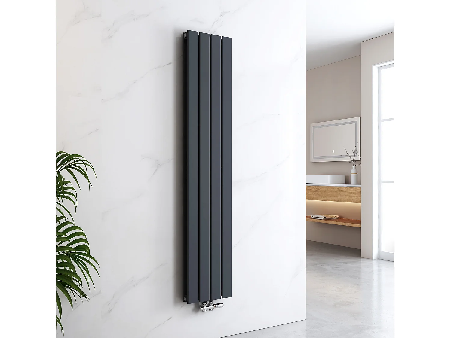 EMKE Radiateur à Eau Chaude, Radiateur plat seule couche connexion centrale, Anthracite 160x30cm