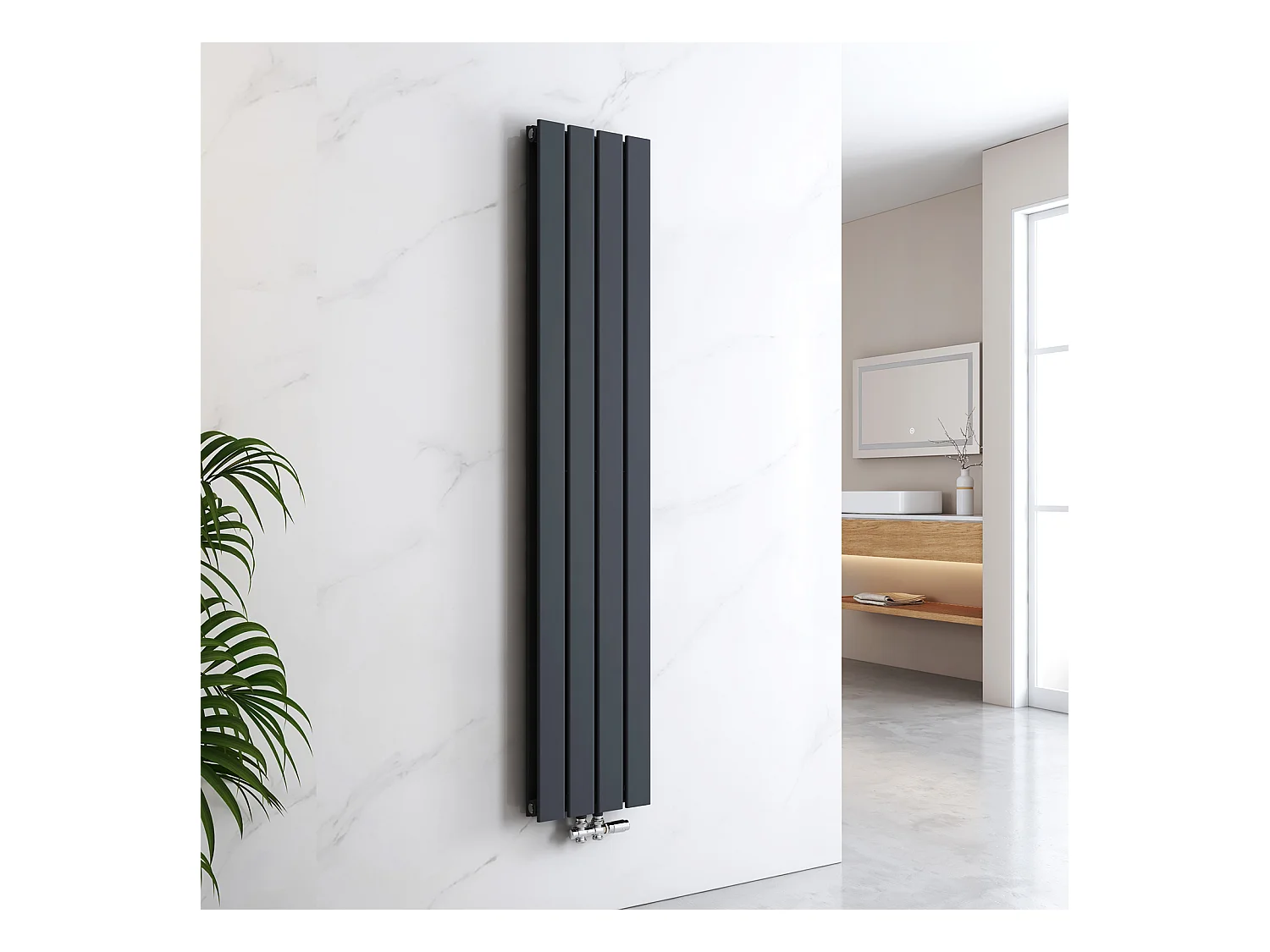 EMKE Radiateur à Eau Chaude, Radiateur plat seule couche connexion centrale, Anthracite 160x30cm