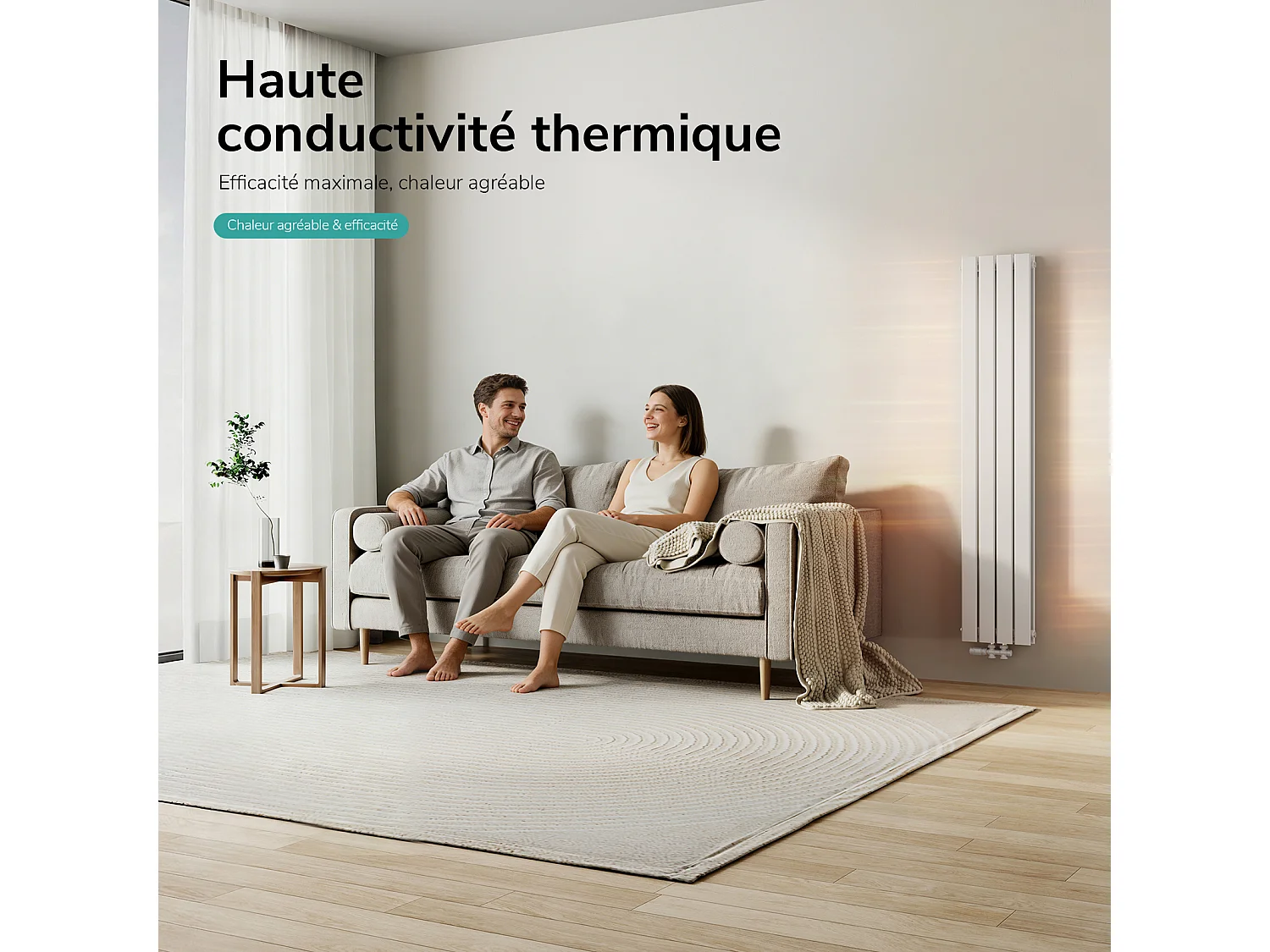 EMKE Zentralheizkörper 160 x 30 cm 966W, vertikaler Doppelplatten-Warmwasserheizkörper aus weißem Stahl