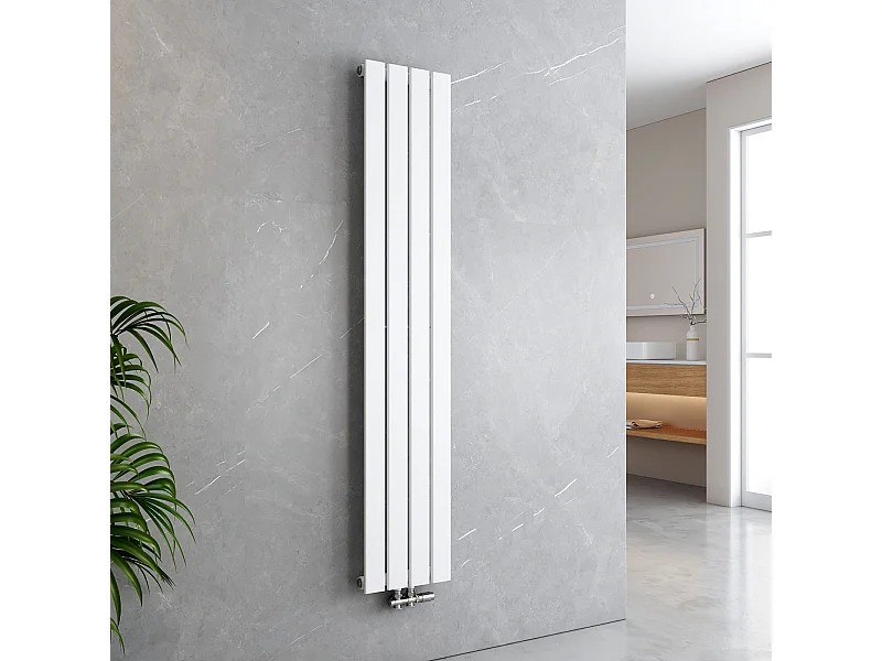 EMKE Radiateur à Eau Chaude, Radiateur plat Double couche connexion centrale, Blanc 160x30cm