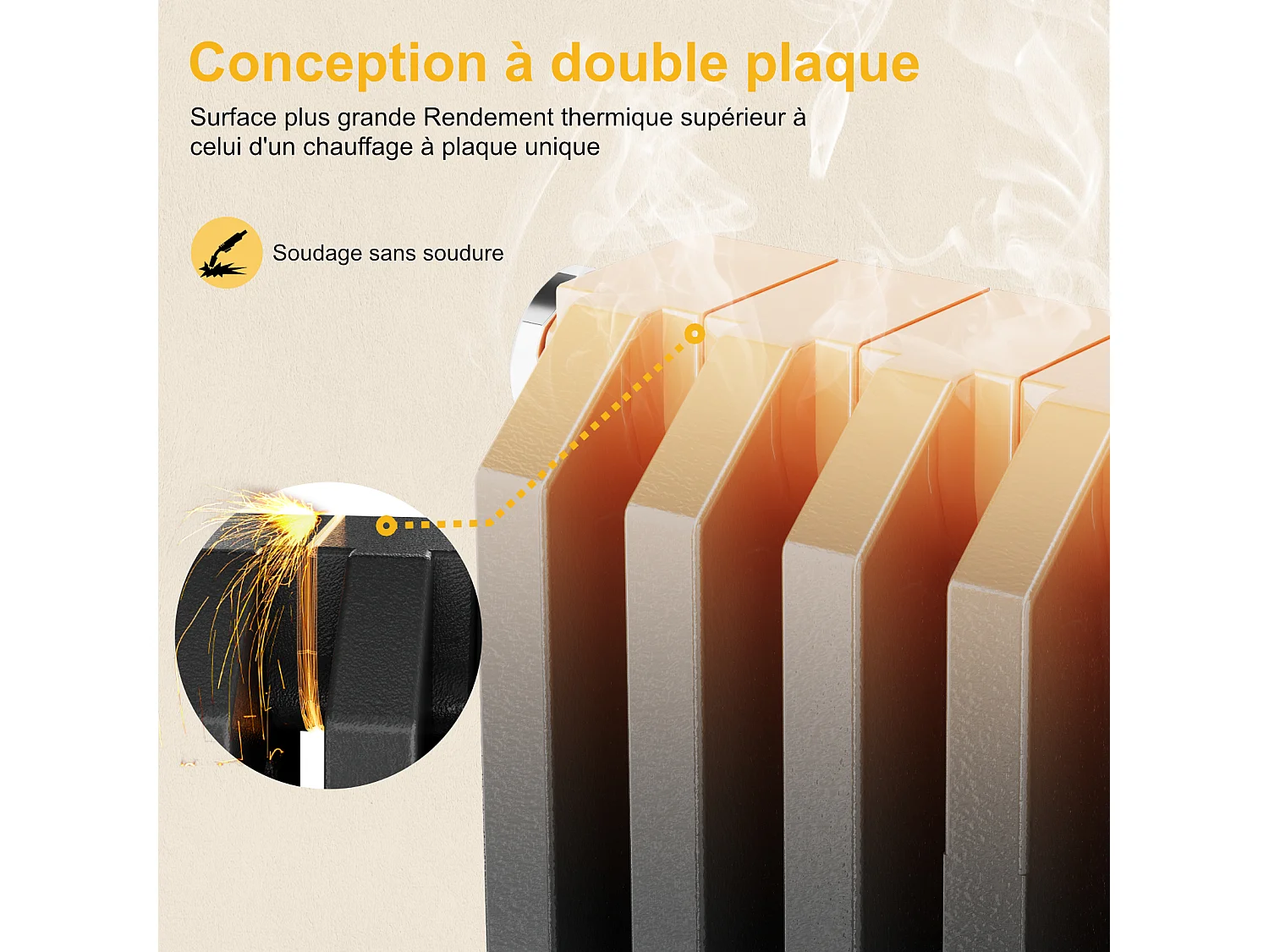 EMKE Radiateur eau chaude horizontal en acier H.60 × L.59,4 cm 969 W Le design Chauffage central anthracite