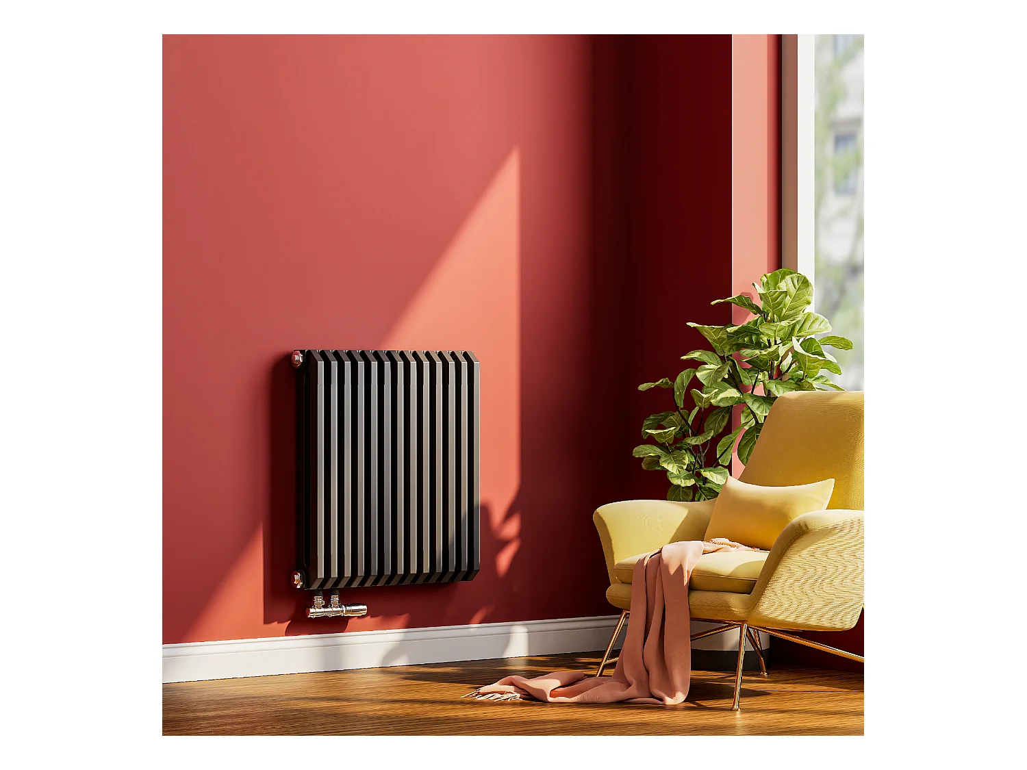 EMKE Radiateur eau chaude horizontal en acier H.60 × L.59,4 cm 969 W Le design Chauffage central anthracite