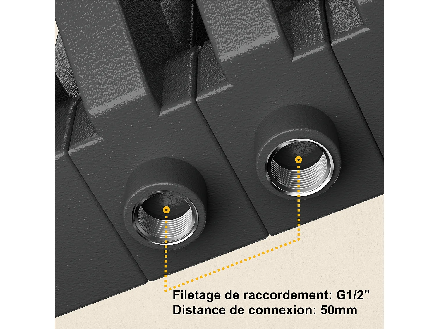 EMKE Radiateur eau chaude horizontal en acier H.60 × L.59,4 cm 969 W Le design Chauffage central anthracite