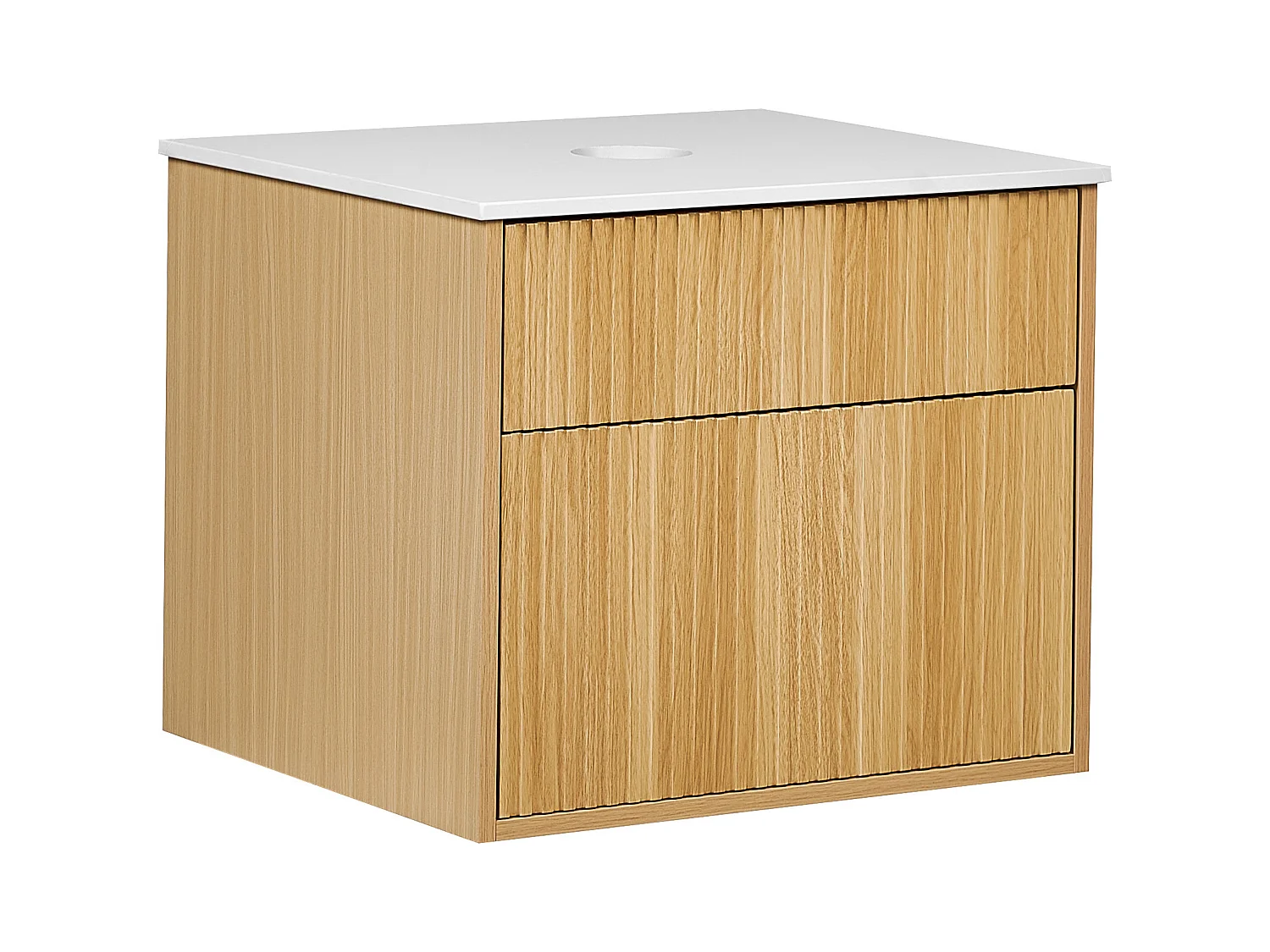 Wandgemonteerde wastafelkast BEXTI 60 cm Lichtbruin