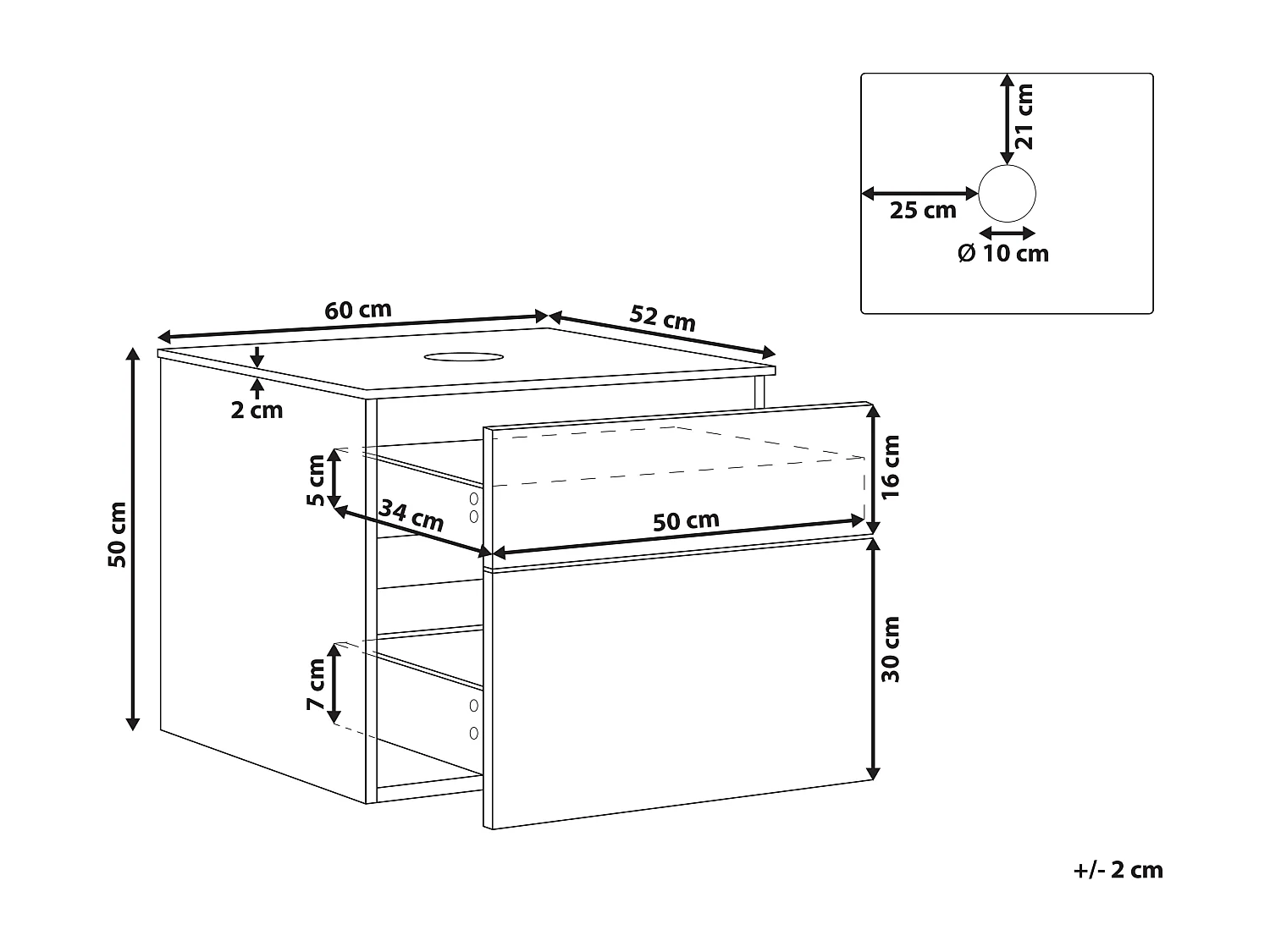 Meuble lavabo mural BEXTI 60 cm Marron clair