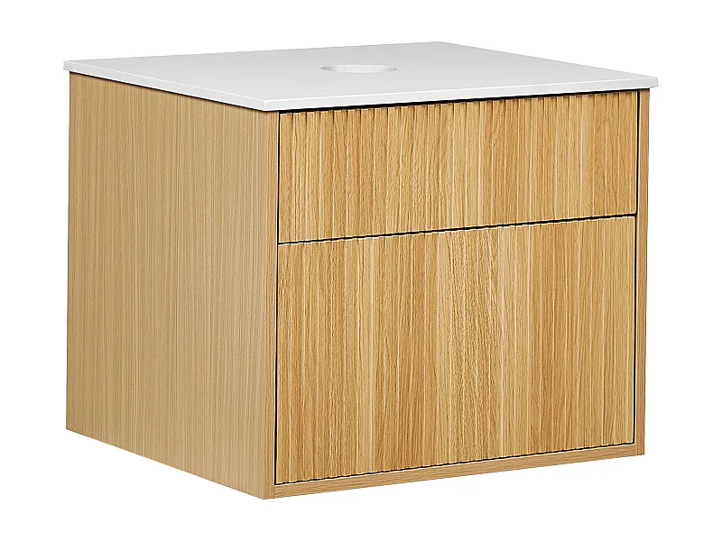 Meuble lavabo mural BEXTI 60 cm Marron clair