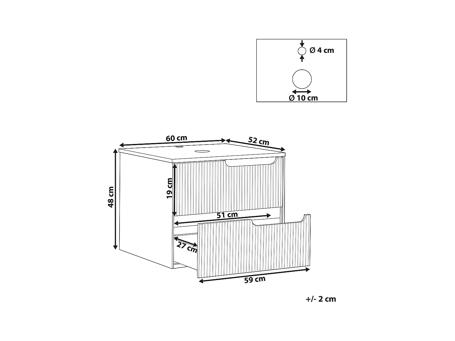 Wisząca szafka pod umywalkę QUINTELA 60 cm Biały