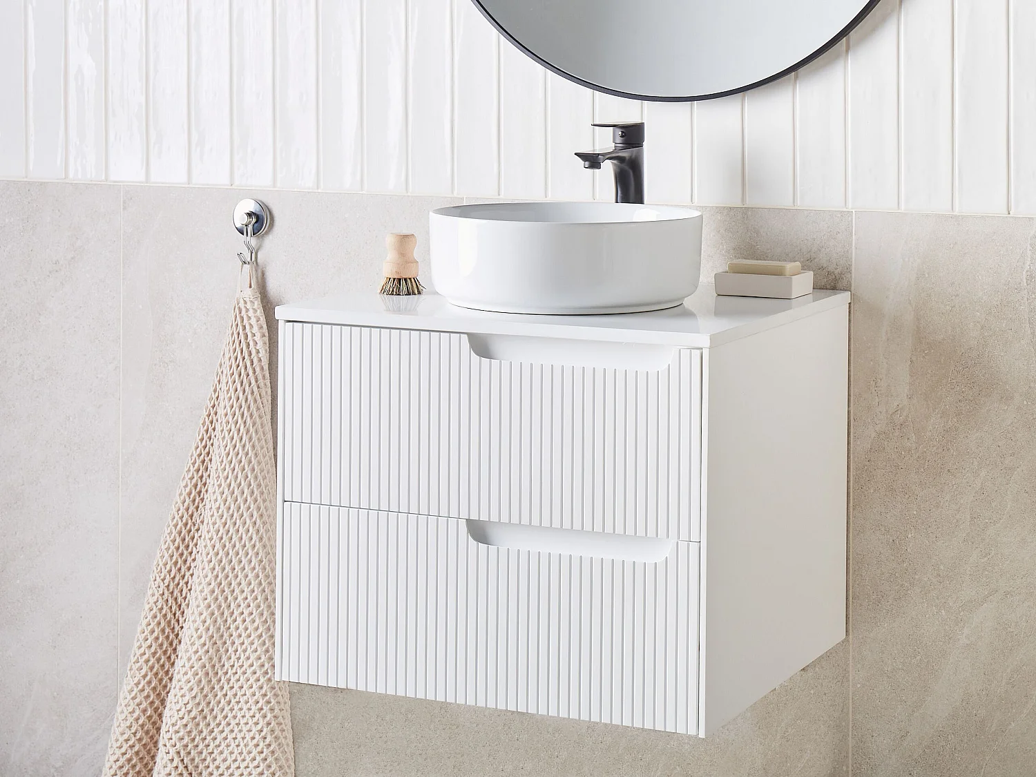 Meuble lavabo mural QUINTELA 60 cm Blanc