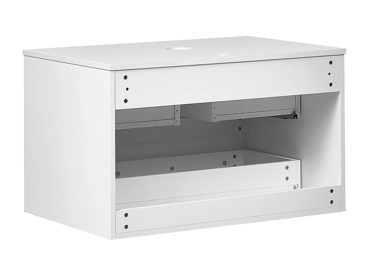 Hängeschrank für das Bad mit geriffelter Vorderseite und 2 Schubladen 80 x 52 cm Weiß Quintela