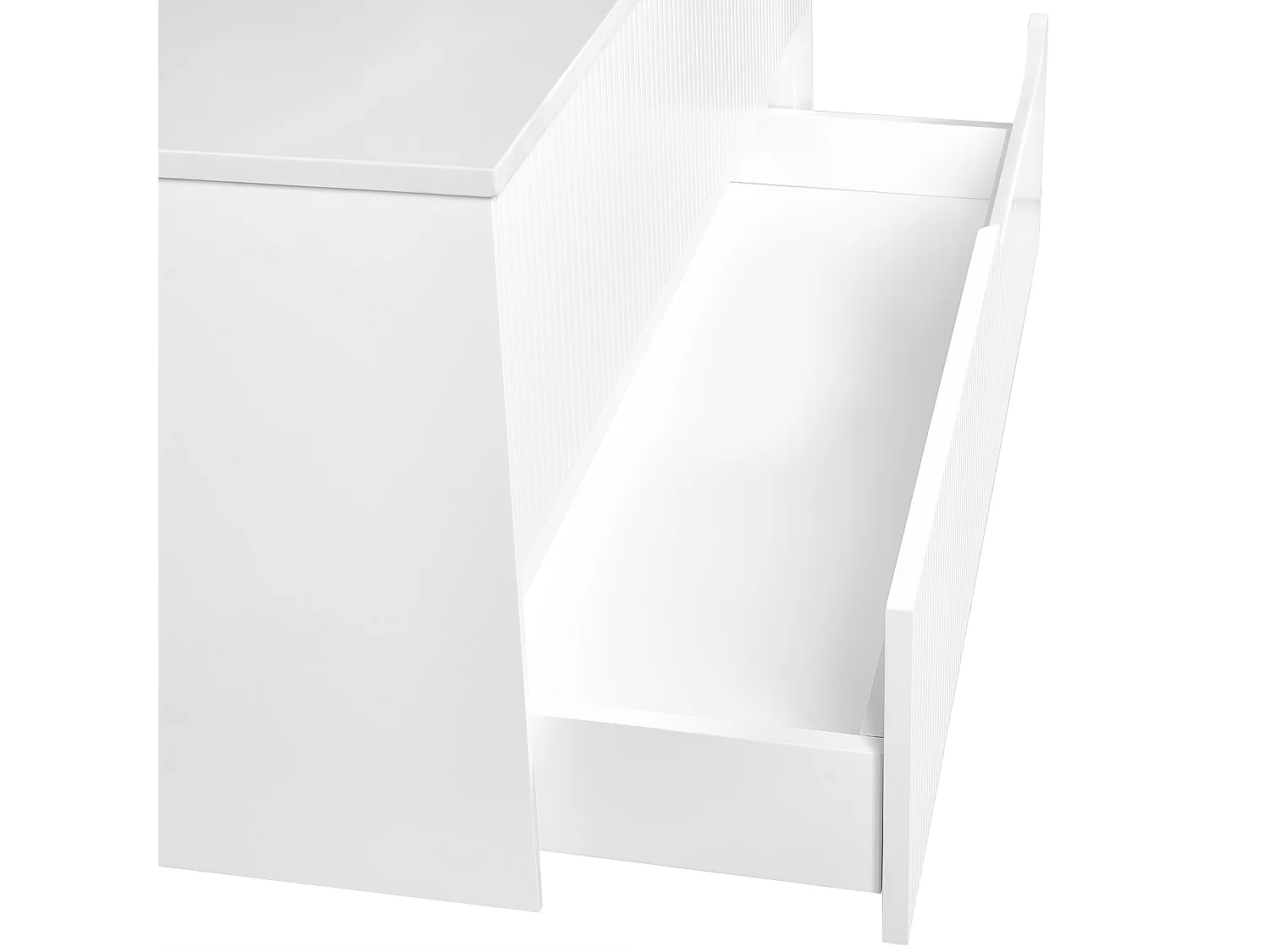 Hängeschrank für das Bad mit geriffelter Vorderseite und 2 Schubladen 80 x 52 cm Weiß Quintela