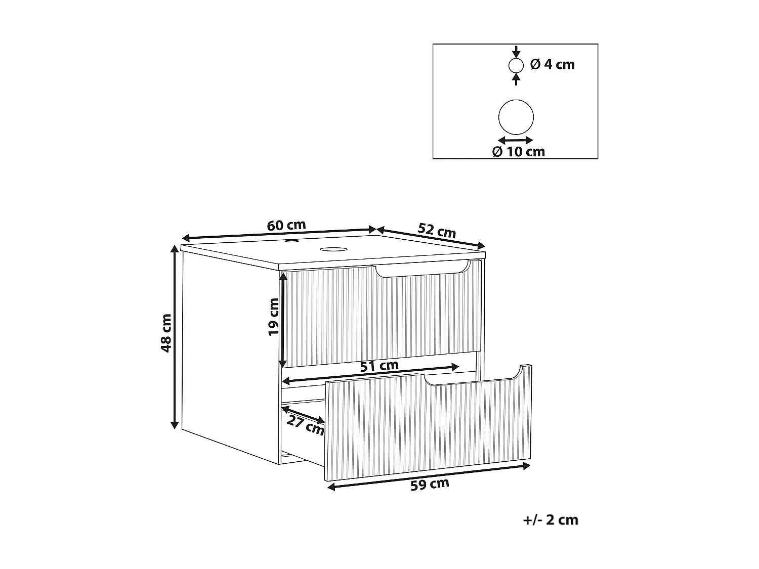 Wandmontierter Waschtischunterschrank QUINTELA 60 cm Schwarz
