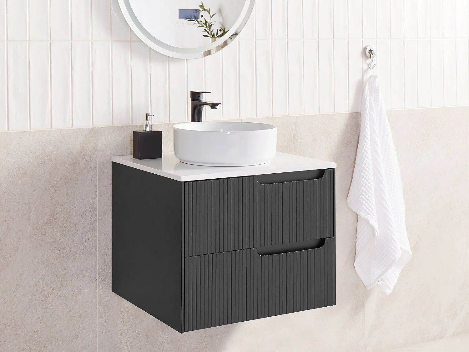 Meuble lavabo mural QUINTELA 60 cm Noir