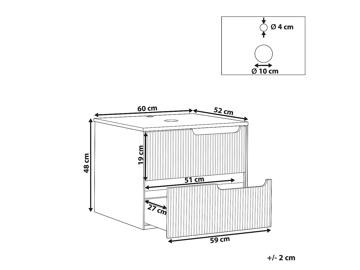 Wandgemonteerde wastafelkast QUINTELA 60 cm Zwart