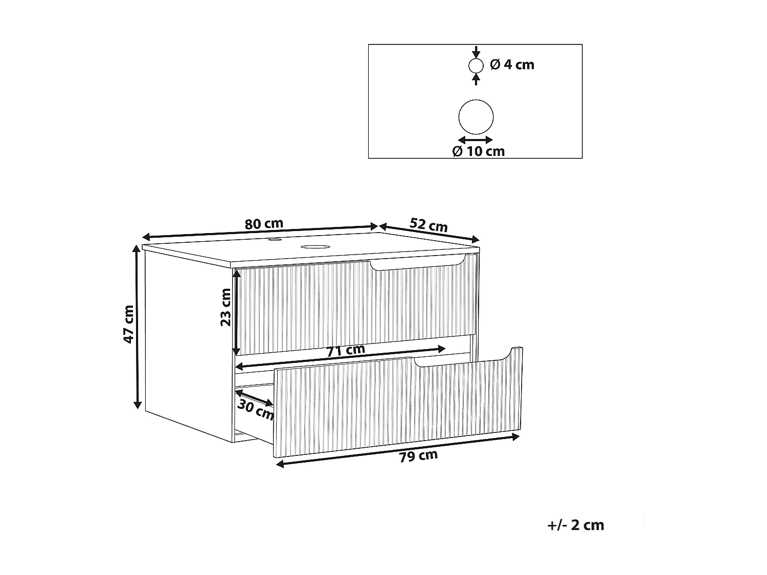 Mobile lavabo da parete QUINTELA 80 cm Nero