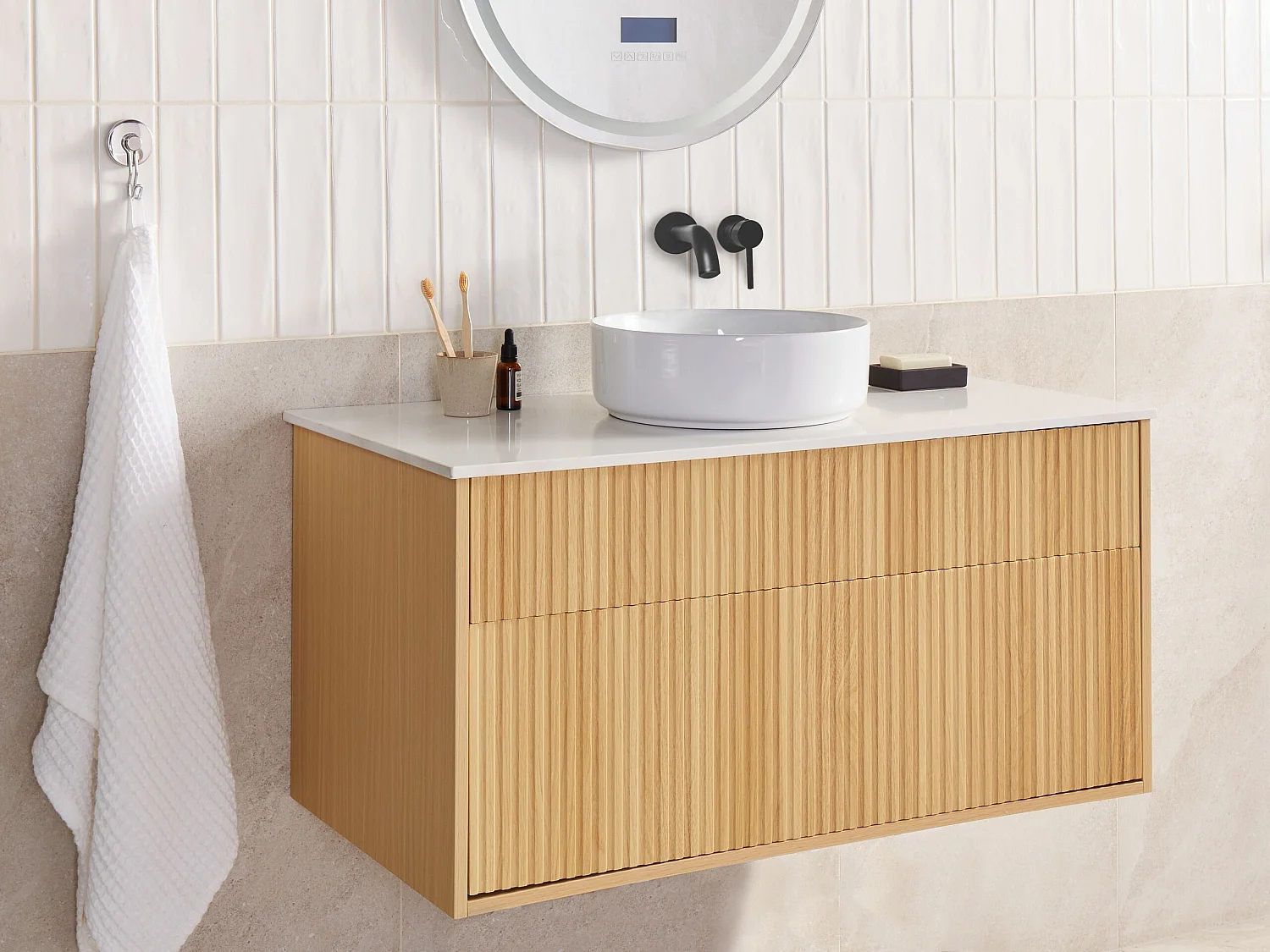 Mobile lavabo da parete BEXTI 100 cm Marrone chiaro