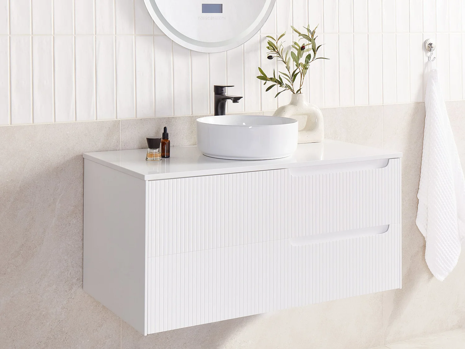 Mobile lavabo da parete QUINTELA 100 cm Bianco