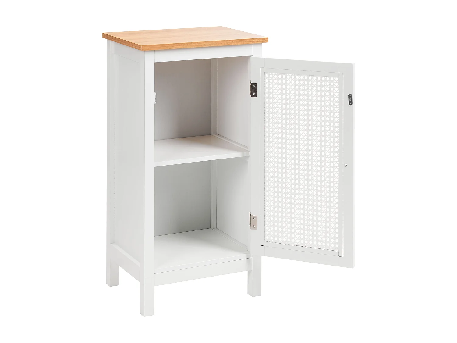 Badezimmerschrank 30 x 75 cm MDF weiß mit dekorativer Tür Beistellschrank Alamos