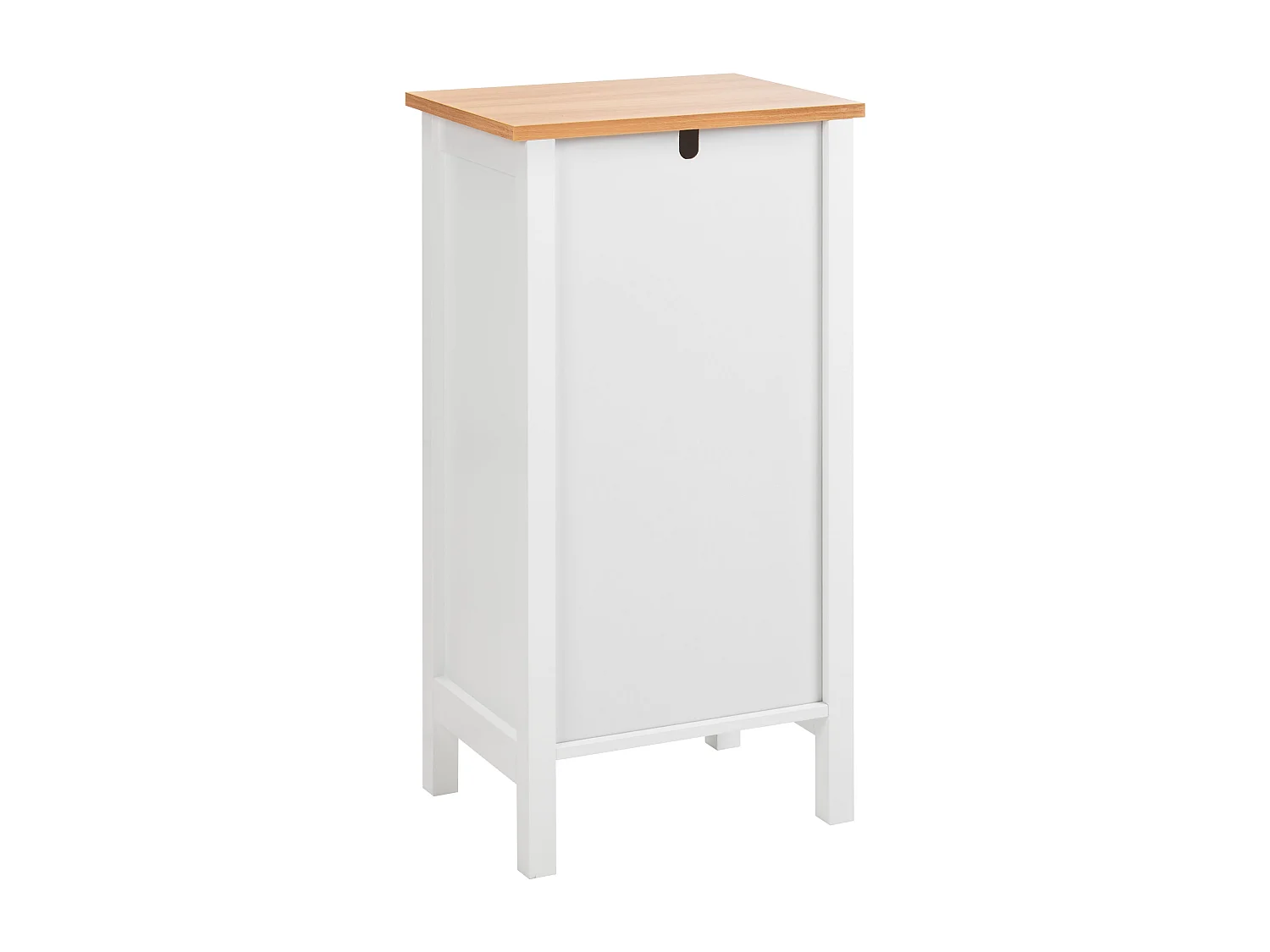 Badezimmerschrank 30 x 75 cm MDF weiß mit dekorativer Tür Beistellschrank Alamos