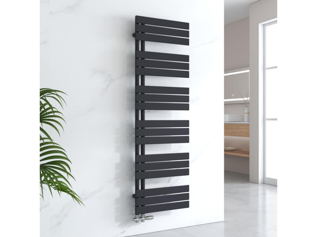 EMKE Handdoekradiator - Plat Design - Mat Zwart - 160x50 cm - Verwarming Badkamer