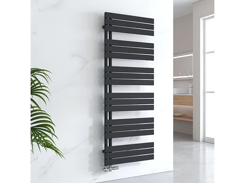 EMKE Handdoekradiator - Plat Design - Mat Zwart - 160x60 cm - Verwarming Badkamer